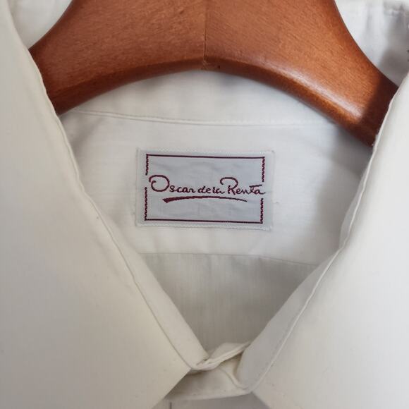 Oscar de La Renta Men's SS Button Down White Dress Shirt. Size 16. Wrinkle‎ Free - Picture 4 of 14